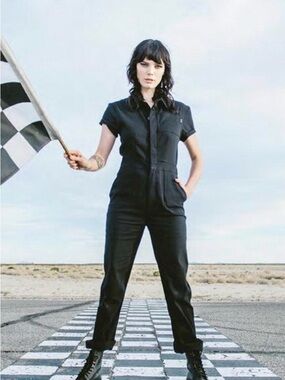 Atwyld Pit Crew Black Short-Sleeve Utility Jumpsuit XS